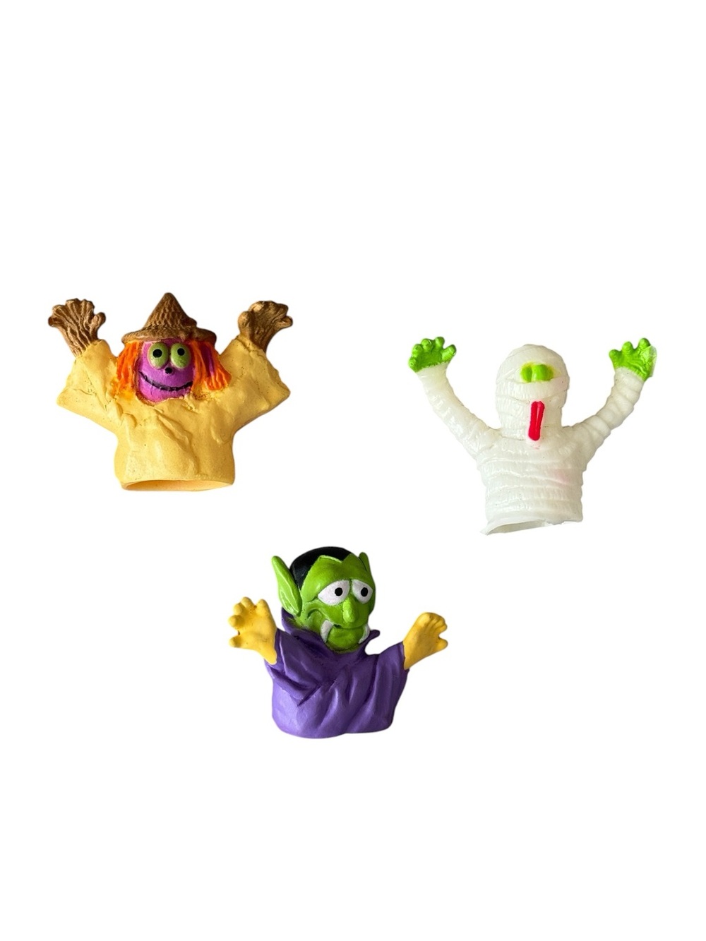 Vintage 90s Halloween Rubber Finger Puppets Toys